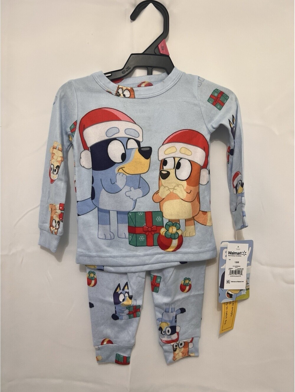 NWT Bluey Christmas Pajama Set Baby 18M Blue Bingo Holiday Sleepwear 2 Piece